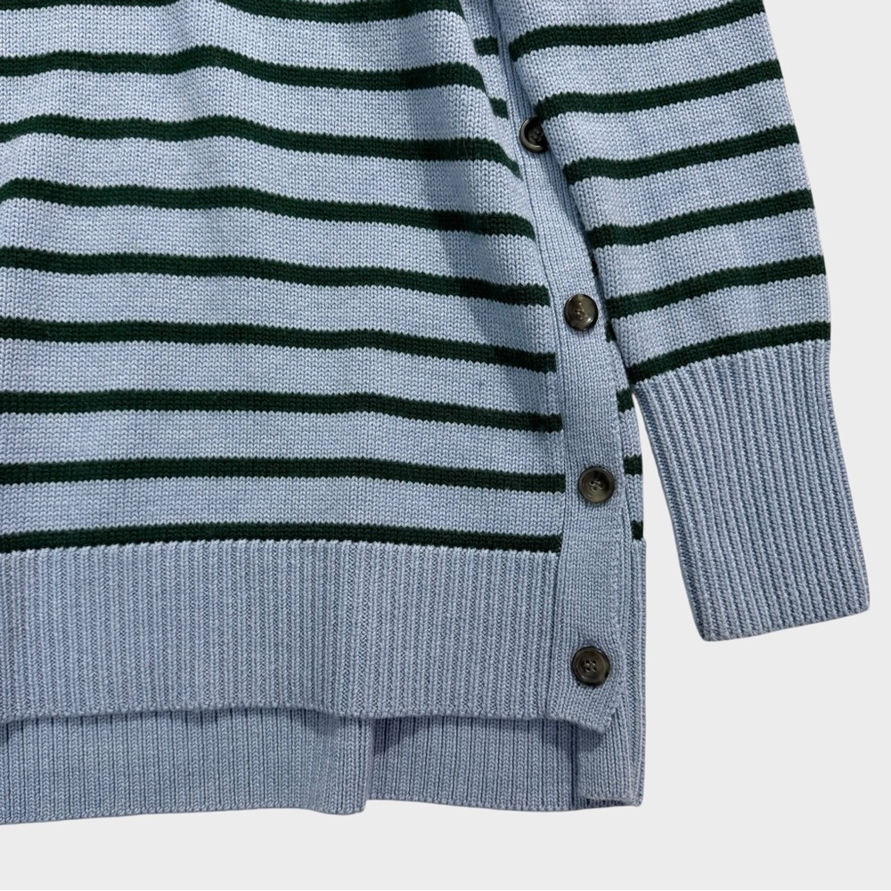 Tuckernuck Sophia Side Button Striped Wool Turtleneck Sweater Size XS‎ Blue Knit - Picture 3 of 5